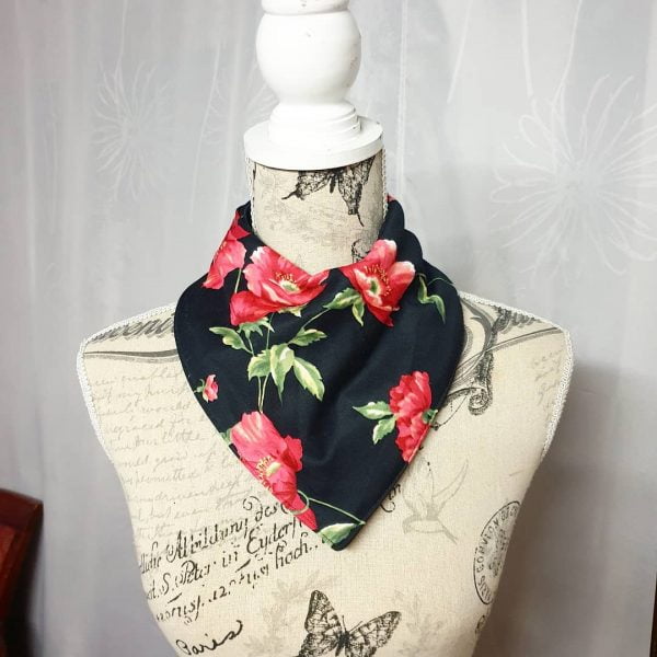 Poppies Print Child Size Bandana Bib Made in Australia