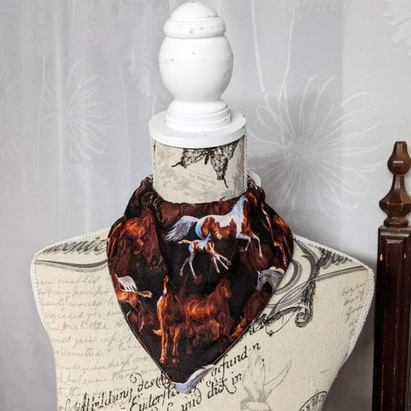 Horses Print Cotton Special Needs Child Size Bandana Bib Australian Made