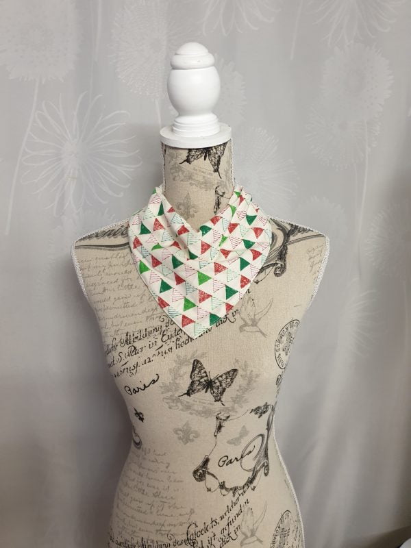Lightweight Red and Green Bunting Print Child Size Bandana Bib Made in Australia