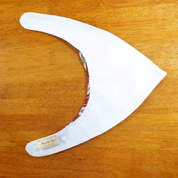 Lightweight Red and White Lace Holly Print Child Size Special Needs Bandana Bib Made in Australia - Image 5