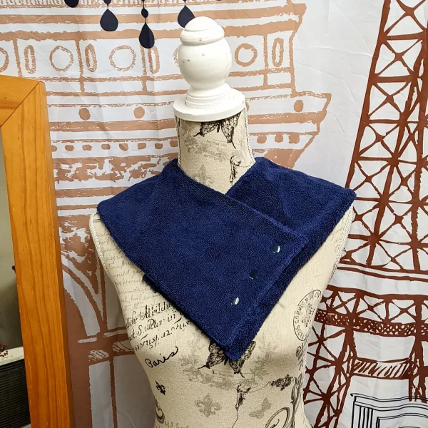 Navy Blue Adult Thick Cotton Towelling Scarf Bib - One size fits most - Made in Australia