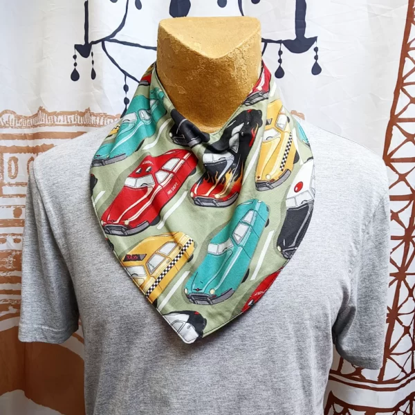 Vintage Car Print Adult Size Special Needs Bandana Bib Made in Australia