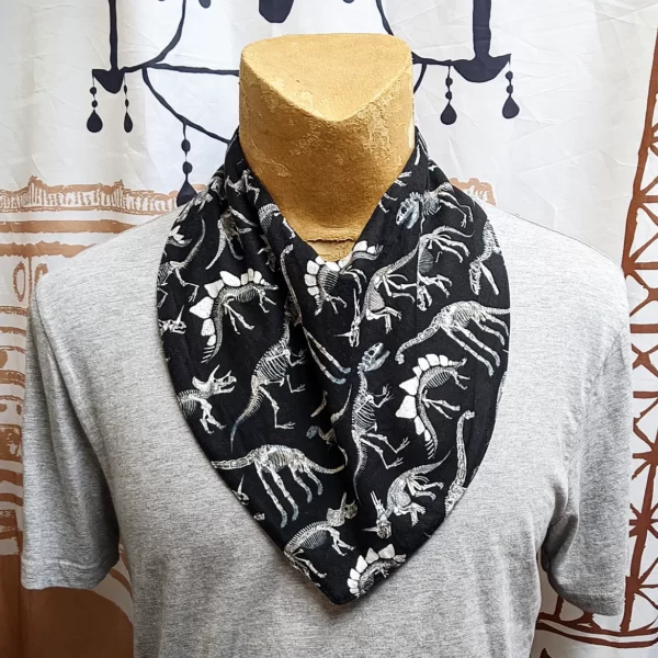 Dinosaur Bones Print Adult Size Special Needs Bandana Bib Made in Australia