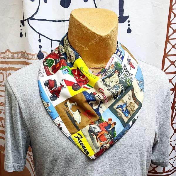 Vintage Scooter Print Adult Size Special Needs Bandana Bib Made in Australia