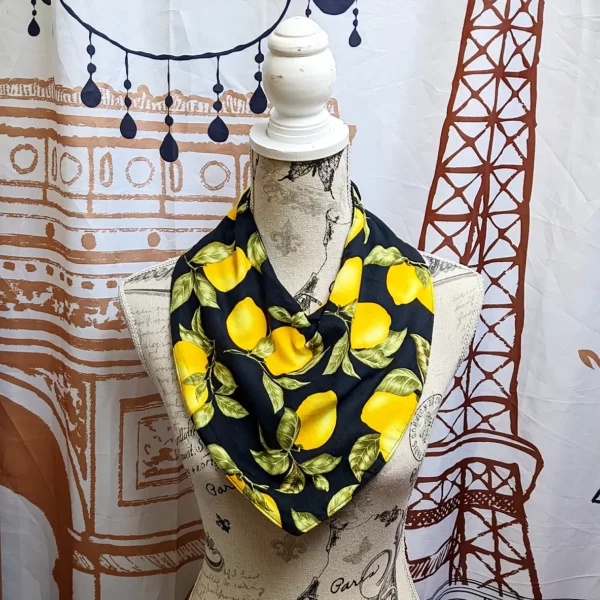 Lemons Print Adult Size Special Needs Bandana Bib Made in Australia