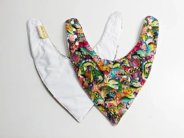 Girl Dinosaur Print Child Size Bandana Bib Made in Australia - Image 4