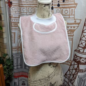 'Wonky' Musk Pink Waterproof Towelling Pullover Special Needs Bib Fits Child to Adult Made in Australia