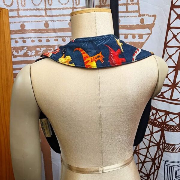 Red and Blue Dinosaurs Multi Size Special Needs Side Fastening Bib Made in Australia - Image 3