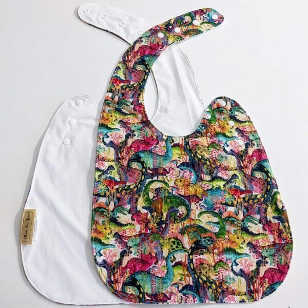 Girl Dinosaur Multi Size Special Needs Side Fastening Bib Made in Australia - Image 4