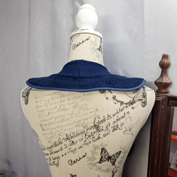 Navy Blue Towelling only not Waterproof Pullover Special Needs Bib Fits Child to Adult Made in Australia - Image 4